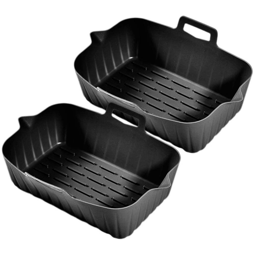 2Pcs Air Fryer Silicone Pot Liners 7.5 inch Hot Air Fryer Accessories Airfryer Baking Mould Reusable Non-Stick Square Tray