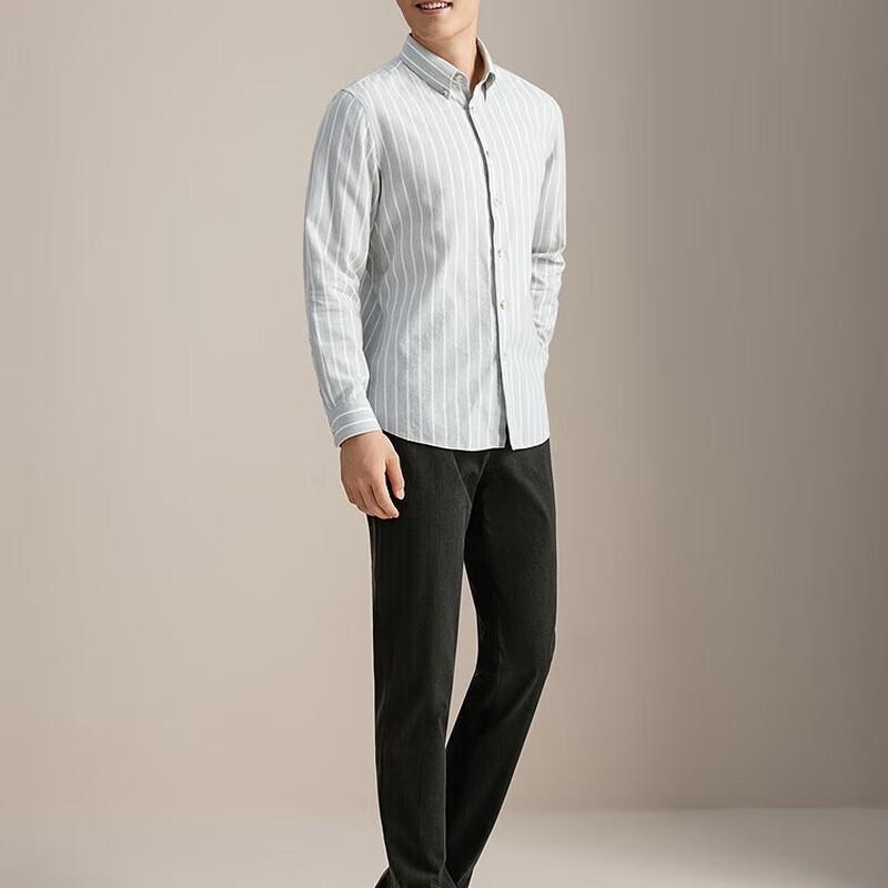 

Youngor Men s Long-Sleeve Brushed Cotton Blend Striped Shirt 41