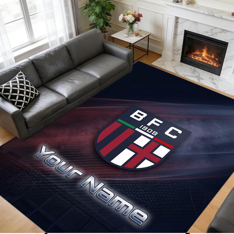 Crystal Velvet Rug Custom Name Text, Soft Non Slip Floor Mat Home DecorBologna FC