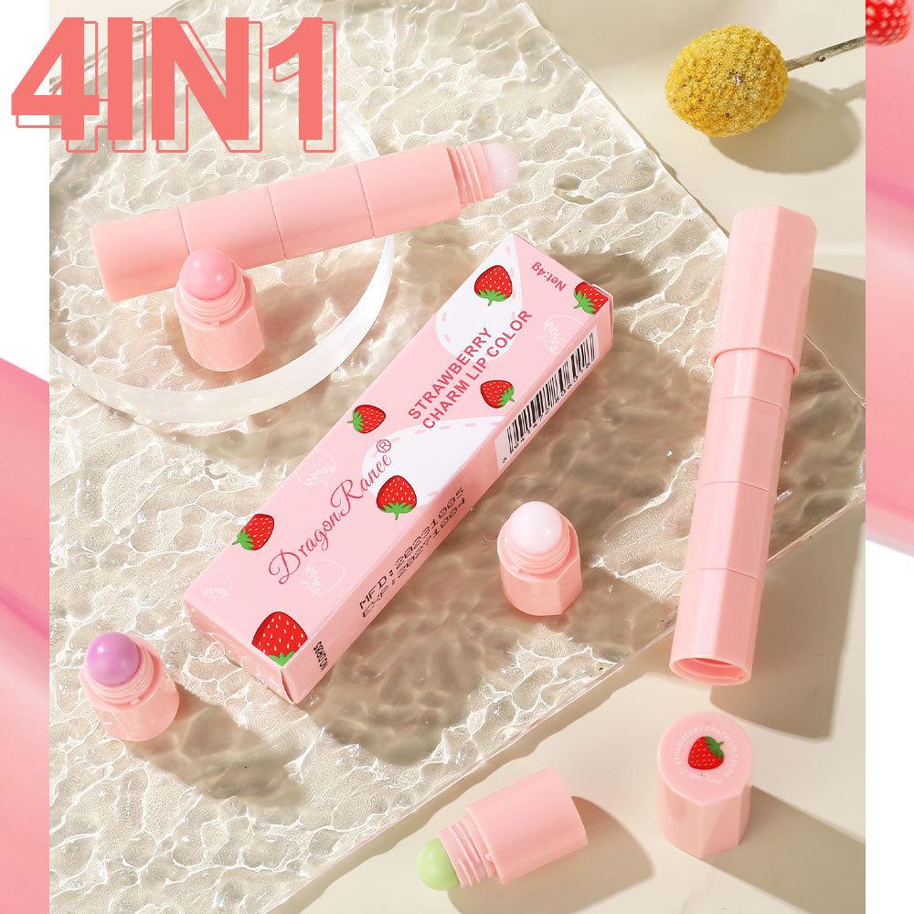 Pink Lip Balm Lipstick Women's Warm Color Change Moisturizing Without Decolorizing Lip Balm 4 Color Solid Lip Gloss