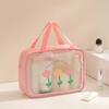 Cute PVC Cartoon Cosmetic Bag Large Capacity Swimming Beach Bag Toiletry Storage Bag Translucent Waterproof Travel Makeup Bag