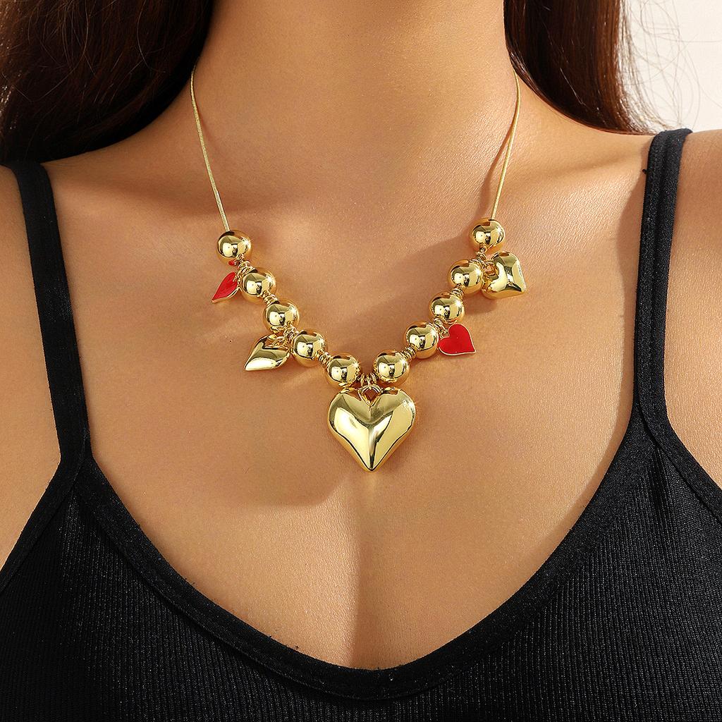 Valentine'S Day Ornament Red Rose Flower Earrings Love Necklace Set Valentine'S Day Earrings