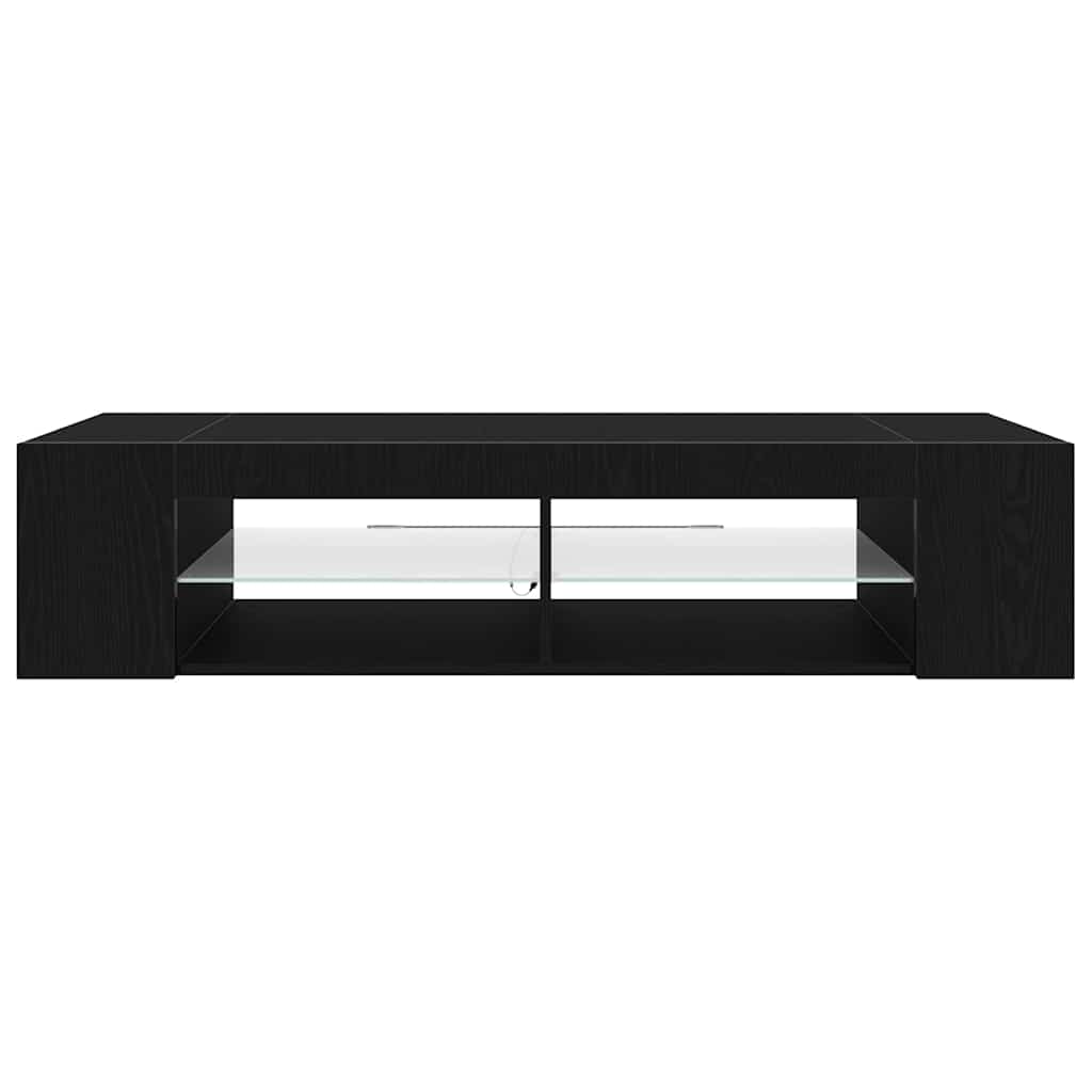 TV Cabinet in Black Oak Look 135 x 39 x 30 cm Engineered Wood