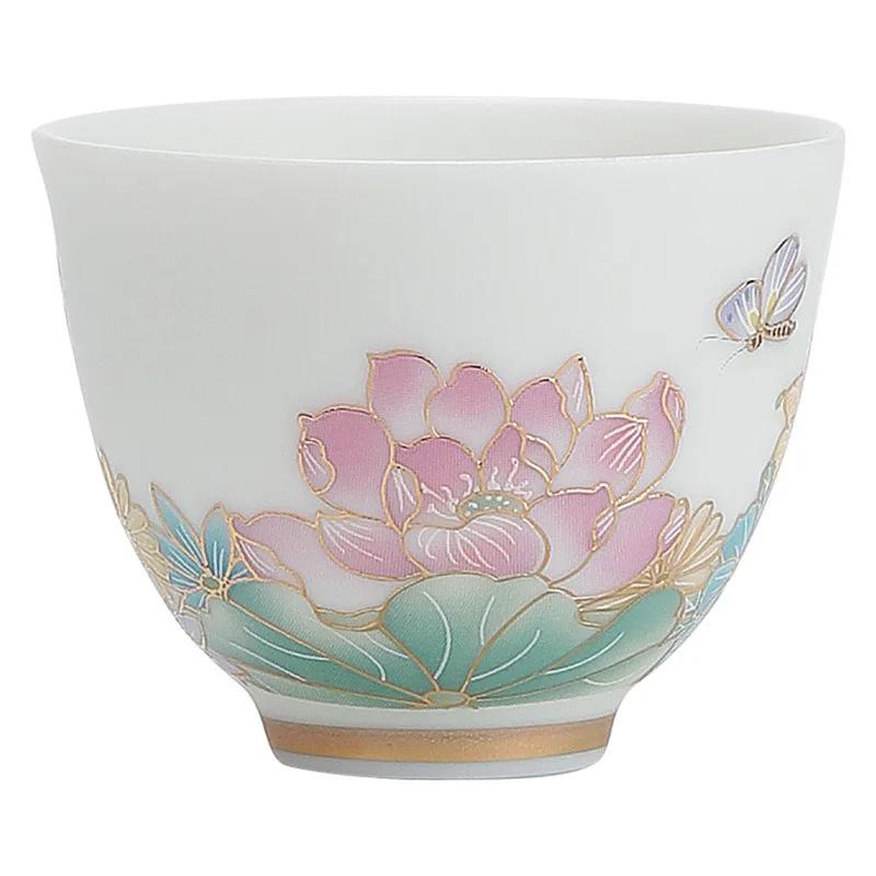 Kung Fu Cup Single Cup Master Cup Jingdezhen Tea Set Ceramic Cup Single Household Cup Porcelain Cup Ceramic Teacups