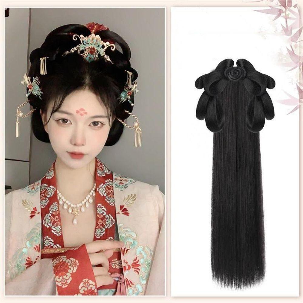 Vintage Headwear Hanfu Wig Headband Long Hanfu Cosplay HairPieces Chinese Ancient Wig Women