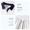 MJ STYLE Color-block Polo T-shirt & Shorts Set