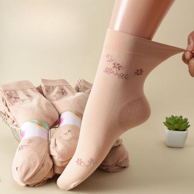 10 Pairs of Women's Summer Thin Old Jacquard Anti Hook Silk Loose Mouth Mid Aged Tube Socks