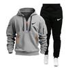 Autumn and winter new men's hoodie fashion casual men's suit trendy zipper multi-pocket fleece suit