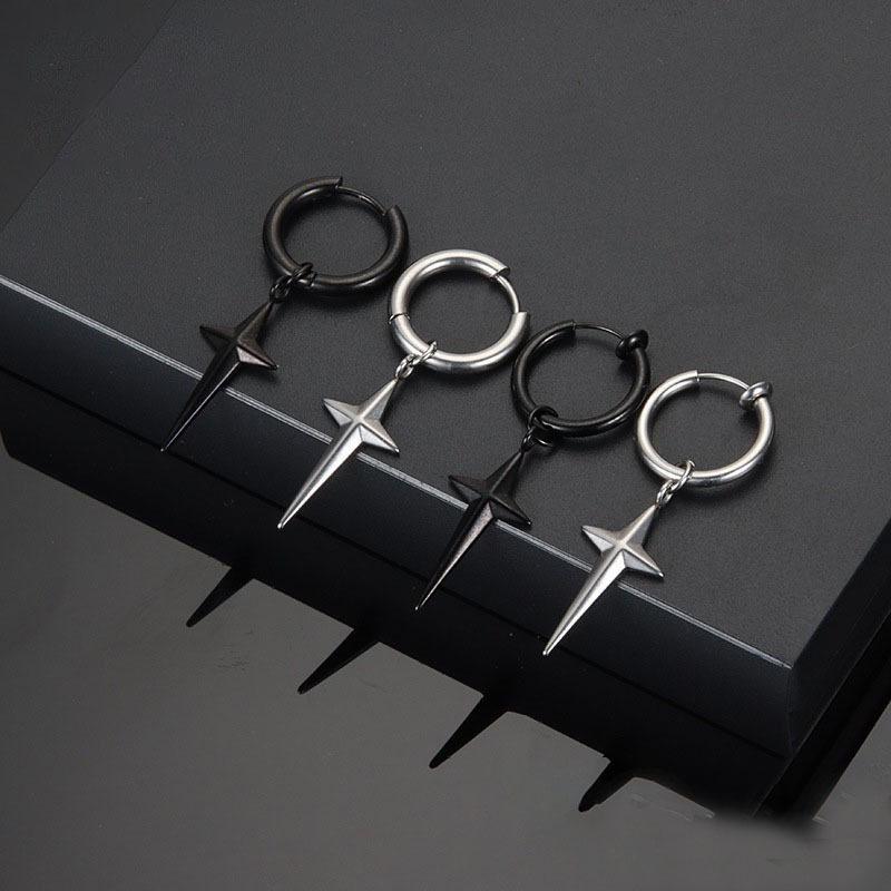 

Cross Star Titanium Steel Non-Fading Earrings - Unisex Hip Hop Punk Style