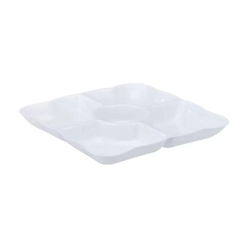 Compact Round 5 Compartments Tray Versatile Divided Platter for Fruit Nuts and Perfect Hosting