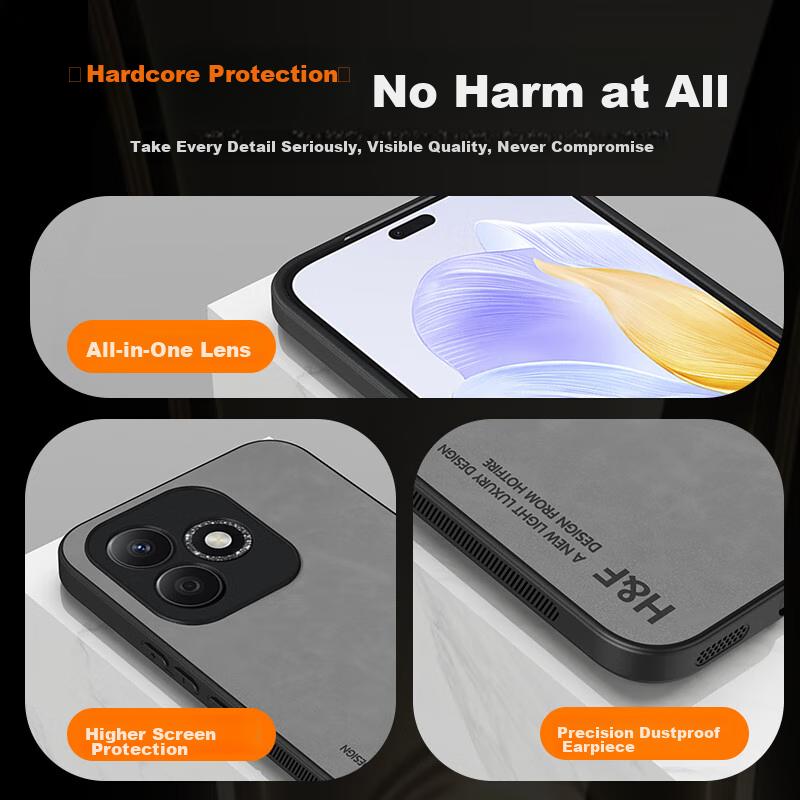 HotFire Phone Case for Honor X60i, Honor X60I Protective Cover, Upgraded Skin-Like Matte Lens Full Protection Silicone Case - Midnight Black