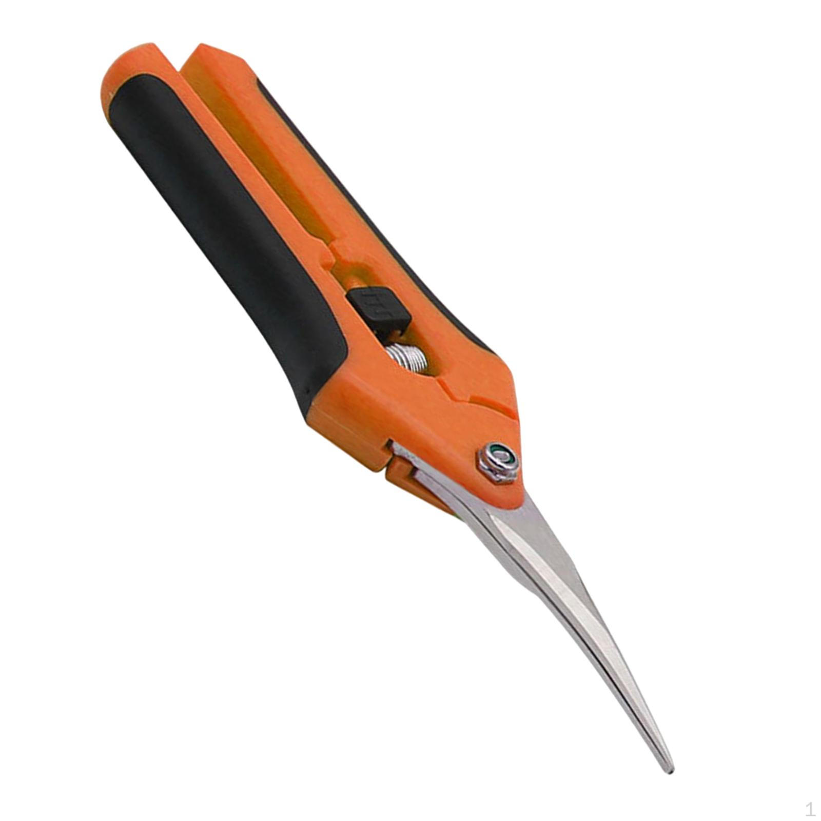 6.5 Inch Gardening Scissors Hand Pruning Shear with Stainless Steel Precisi Orange Curved