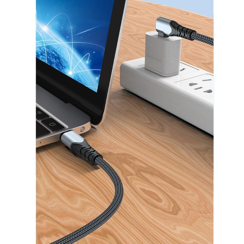 Mobile Phone 90 Degree Quick Charging 100W Fast Charging USB C to USB C Cable Wire Right Angle Data Charging Cable