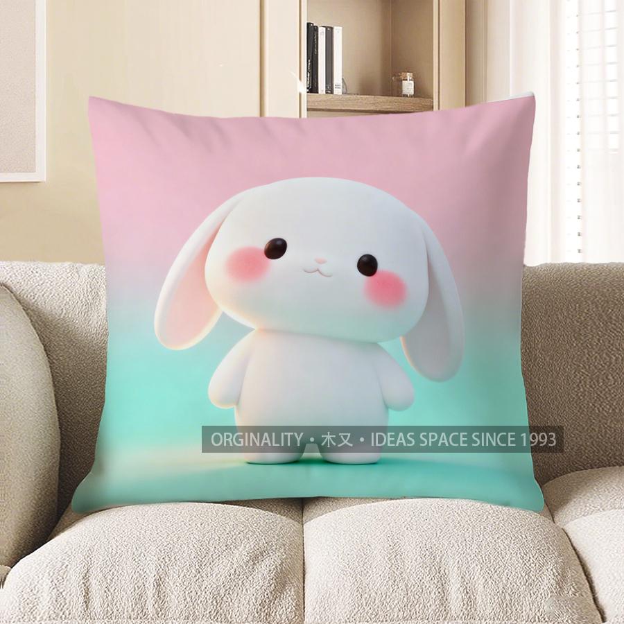 

2D Cute Cartoon Bunny Pillow For Home Decor Pattern Cushion Cover Suitable For Sofa Bedroom Car Pillow Cover 40x40cm