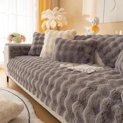 Winterwarmes, superweiches Sofahandtuch aus Kaninchenplüsch, verdickter Blasensamt, rutschfester Sofabezug, rutschfester L-förmiger Couchbezug