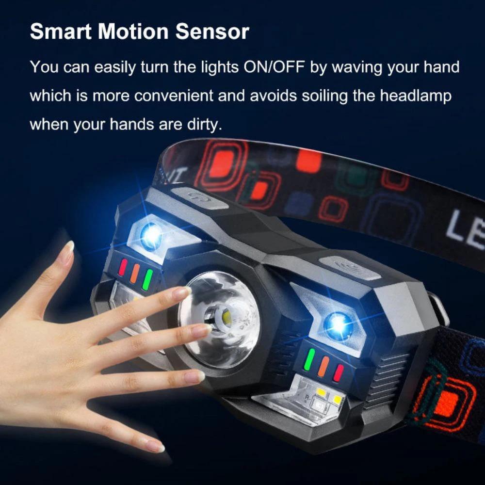 3000mah High Power Strong Light Headlight Multifunctional Type-c Charging LED Fishing Light Charging Long Range Induction Headlight