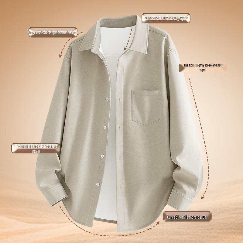 VANCL Men's Winter Plush Oxford Long-Sleeve Shirt