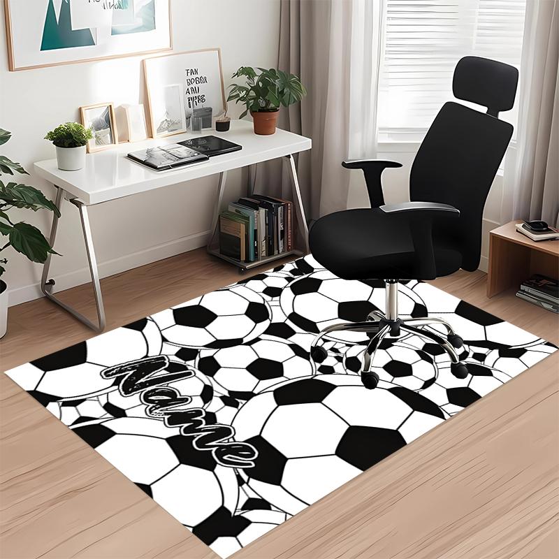 Benutzerdefinierter Fußball-Teppich mit Namen, für Bürostuhl, Wohnzimmer, Schlafzimmer, Küche, Dekor, Geschenke.