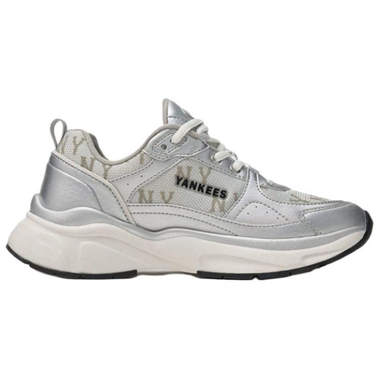 MLB Fast Ball Classic Monogram Height Increasing Low top Chunky Sneakers Unisex Silver 3ARNFSB4N-50SIS
