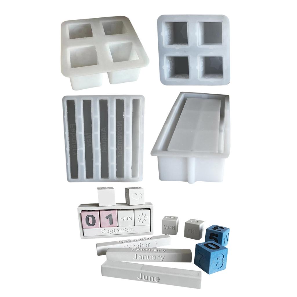Multipurpose Sturdy Silicone Calendar Candle Holder Mold Set Portable for Resin Plaster Craft Supplies Assorted Sizes