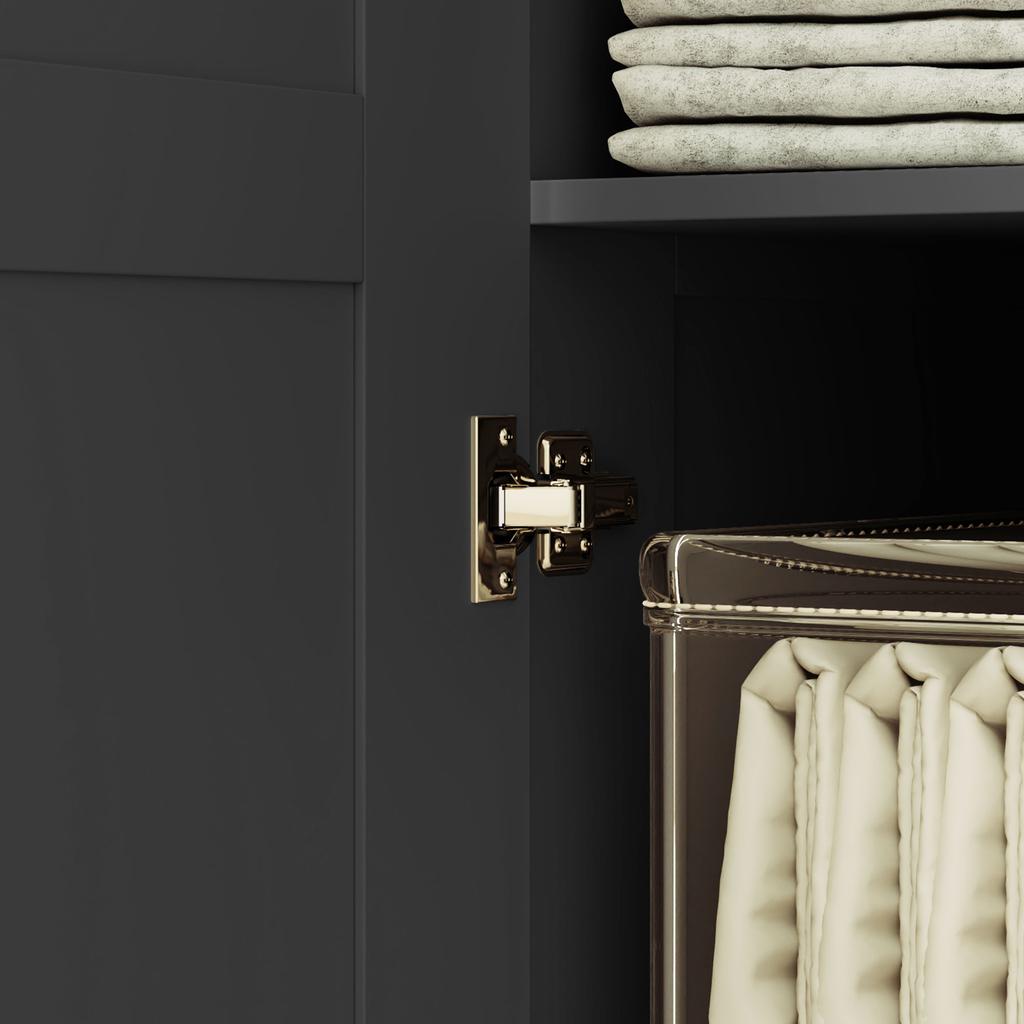 Double Panel Door Wardrobe With Shelves Black