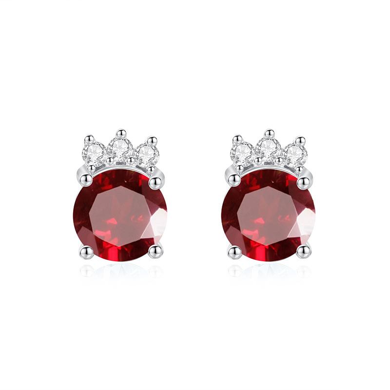 

S925 Sterling Silver Crown Color Gem Stud Earrings Natural Topaz Crystal Hypoallergenic Light Luxury Temperament Earrings For Women Daily Jewelry 925 silver