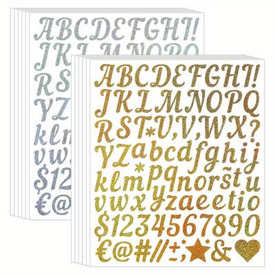 1 set/6 buc autocolant alfabet scris de mână Sands Silver Sands strălucitor Stout impermeabil cadou felicitare DIY autocolant alfanumeric