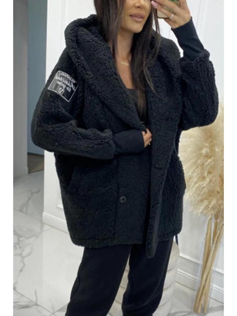 Abrigo de Felpa con Capucha para Mujer Otoño/Invierno 2026 - Estilo Europeo y Americano