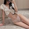 Light European Style Metal Design Sense Spice Girl Thong Thin Sexy Polka Dot Lace Hollow Strip Seduction Underwear Women