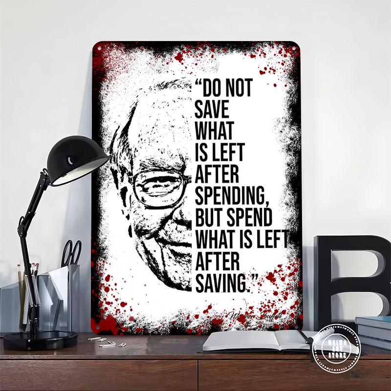 Warren Buffett Quotes Metal Poster Customized Wall Art Retro Vintage Tinplate Signs for Man Cave Decoration Room Office Decor