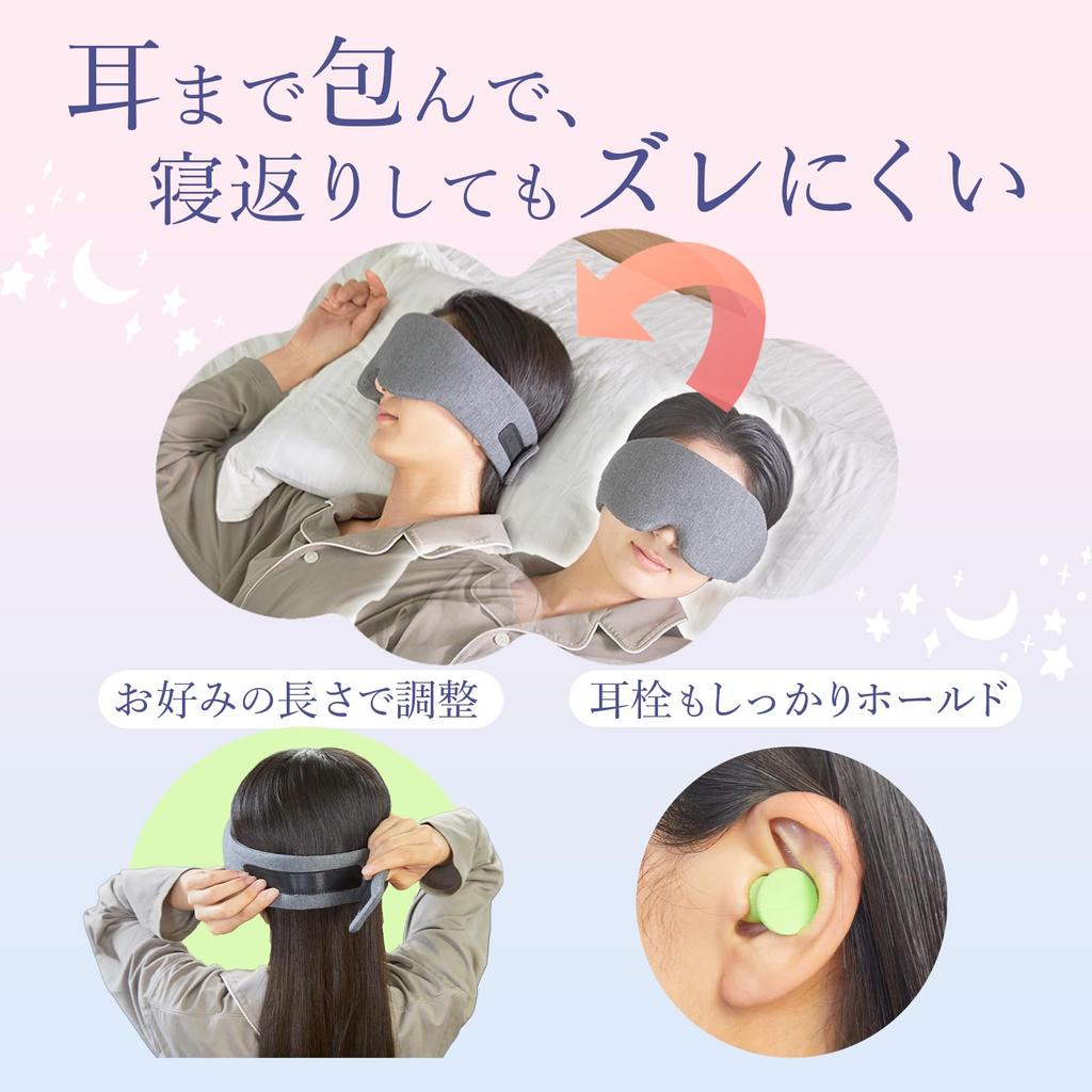 Nellfit 3D Eye Softly Enveloping Your Recommended for Sleeping on Airplanes Mask, Ears, Silk-Like Material, [Design Patented]