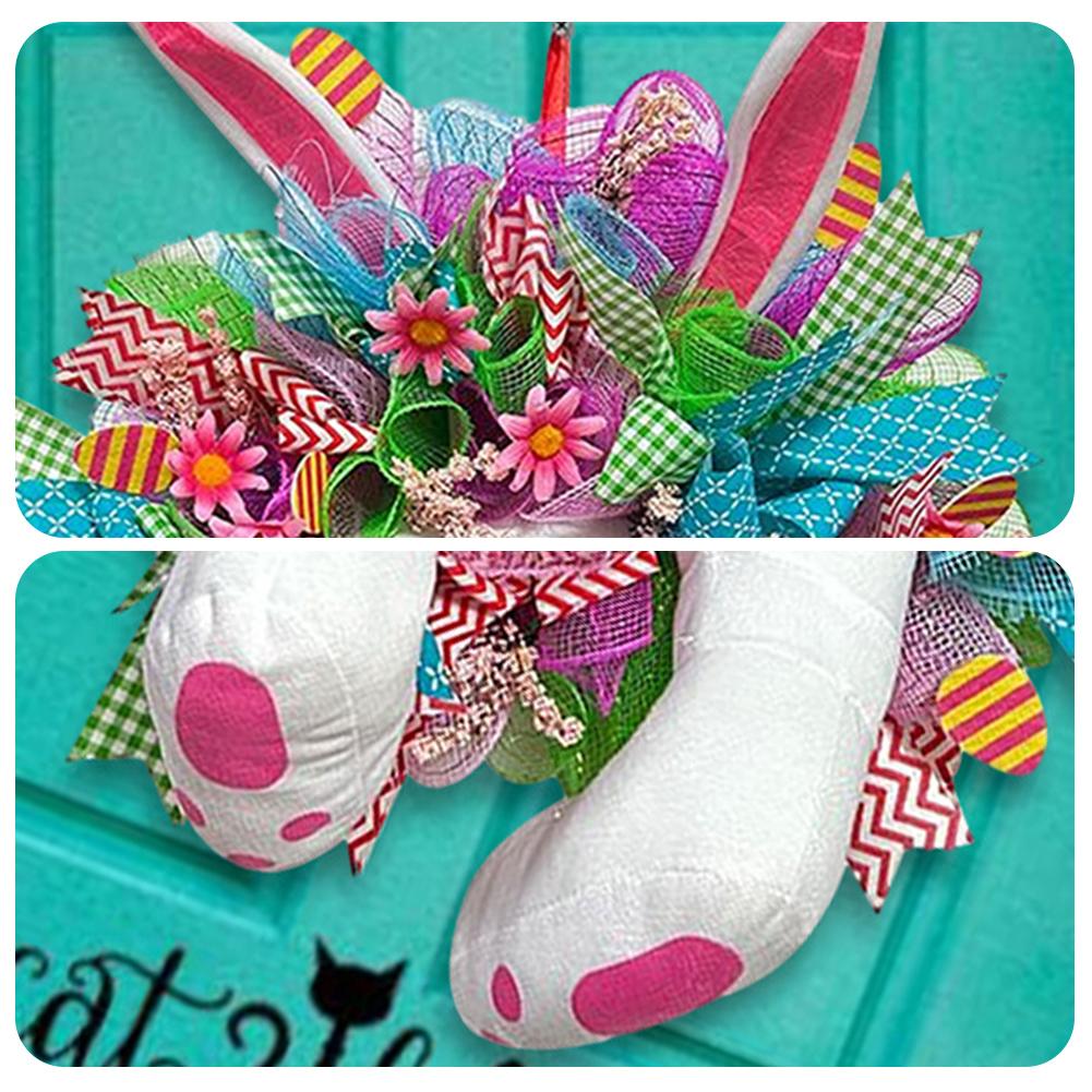 2024 Easter Electric Bunny Wreath Fashionable Unique Hanging Artwares For Daily Life