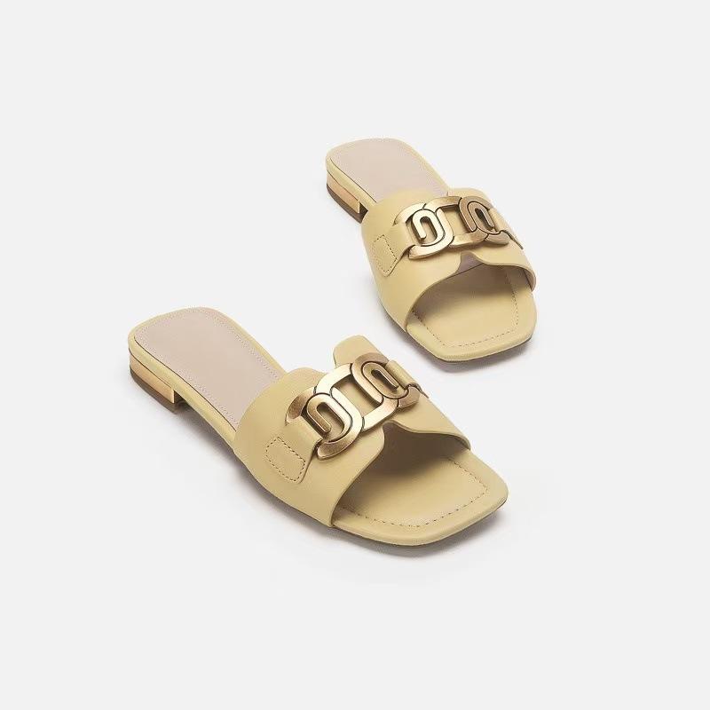 Slippers women's summer outer wear flat bottom new models new square head word