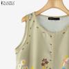 ZANZEA Women Casual Round Neck Summer Sleeveless Print Tank Tops