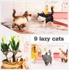 MAYJAI Mini Cat Figurines with Rotating Nordic 9 Kitten Bedroom Toy Holiday Dark Colors Cute Cat Figurines with Movable Decorative Garden Popular Cat