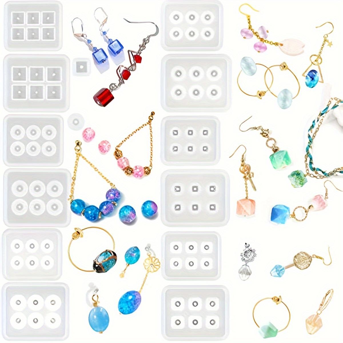 Jewelry Making Mould Set Crystal Epoxy Bead Pendant Rhombus Square Oval Bracelet Necklace Beaded Epoxy Resin Silicone Mold