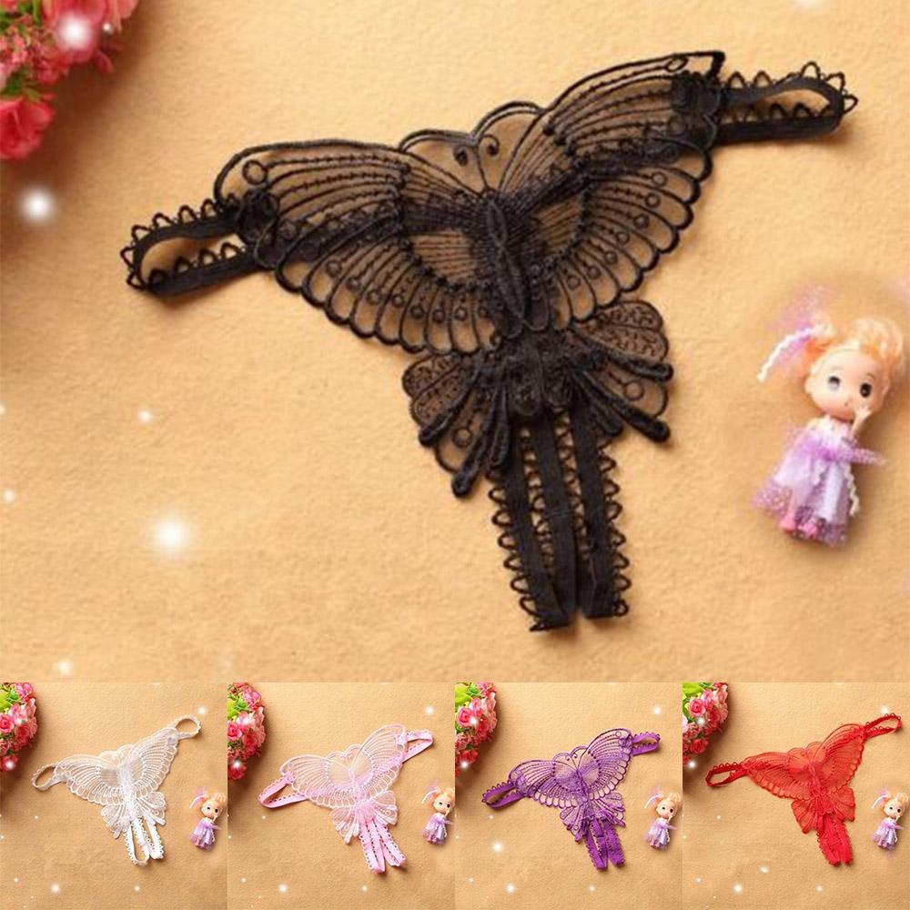 Womens Panties Leisure Butterfly G-string Open Crotchles