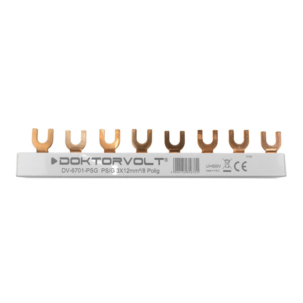 3-Phase 8-Module 12mm² Comb Busbar Bridge for MCBs