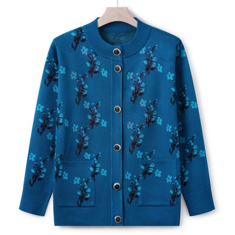 The New Mother's Autumn Sweater Jacket Medium and Old Knitted Sweater Cardigan Top the Elderly Grandma Clothes