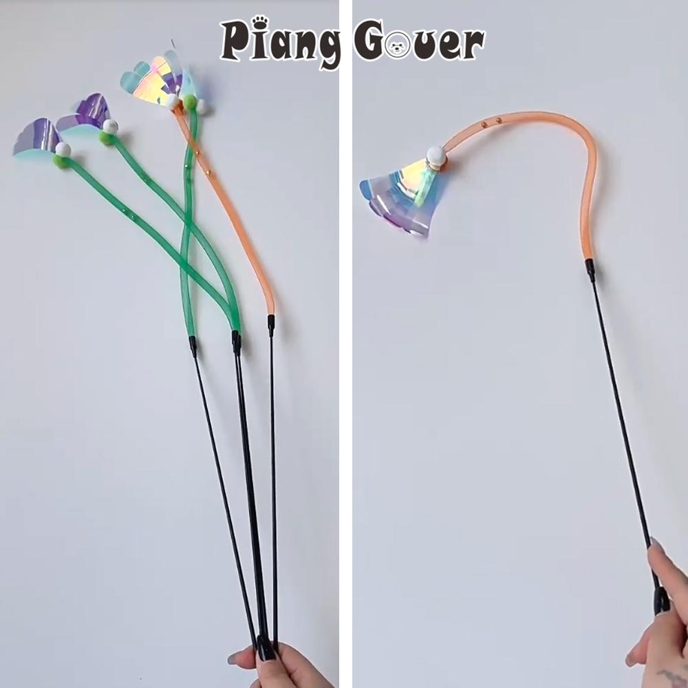 5pcs Mix Colorful Elastic Mesh Tube Cat Toy Teaser Stick Pet Toy