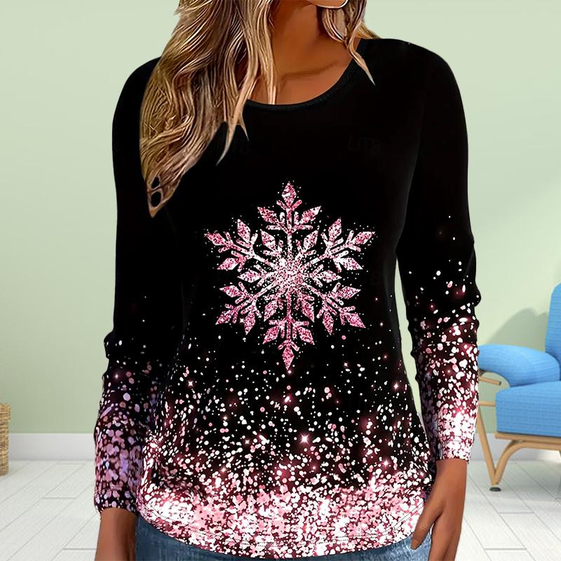 

Женские осенние топы с рождественским принтом кота, повседневная футболка с длинным рукавом, топ, блузка 8XL чёрный