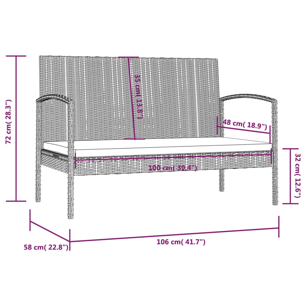 8 piece garden lounge set with cushions poly rattan gray
