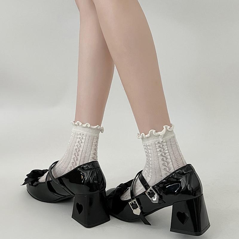 Autumn Thick Heel Women Mary Jane Shoes Elegant Butterfly-knot Party Dress Ladies Leather Pumps