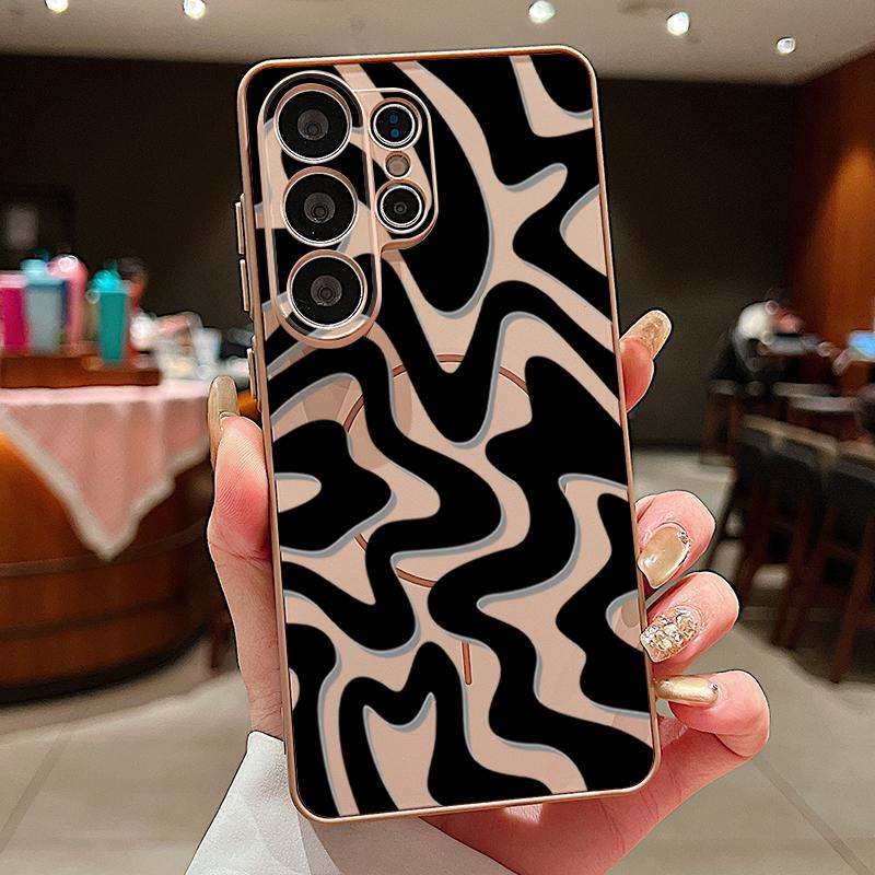 

Black Stripe Pattern Case For Samsung Galaxy S26 Ultra S25 Edge S24 Plus S23 FE S22 A54 A55 A56 5G Magnetic For Magsafe Matte Cover Samsung S23 Plus