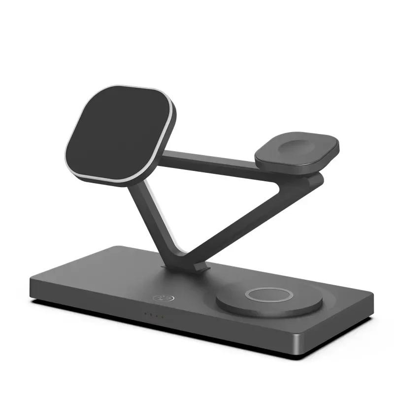 4 in 1 Wireless Charging Station Fast Charging Magnetic Wireless Charger Stand for iPhone 17 16 15 14 Apple Watch AirPods Pro