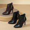 Eleganckie francuskie botki ze szpicem Damskie modne botki do kostki Duży rozmiar Buty Wysoki obcas Zimowe Gumowa podeszwa