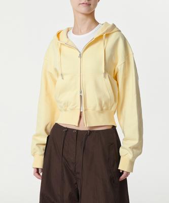 Musinsa Standard Woman Women'S Volume Crop Hooded Sweat Zip-Up [Lemon]