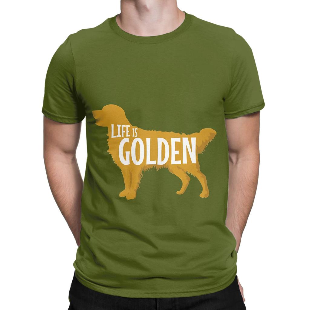 Life Is Golden For Golden Retriever Lovers Funny 100 Cotton TShirt Gloden Retirever Tees Tops For Unisex