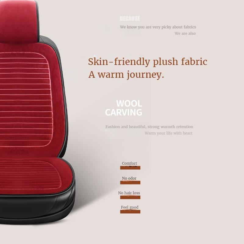Winter Short Plush Car Single Seat Cushion Thickened Warm Non-slip Integrated Single Seat Cushion