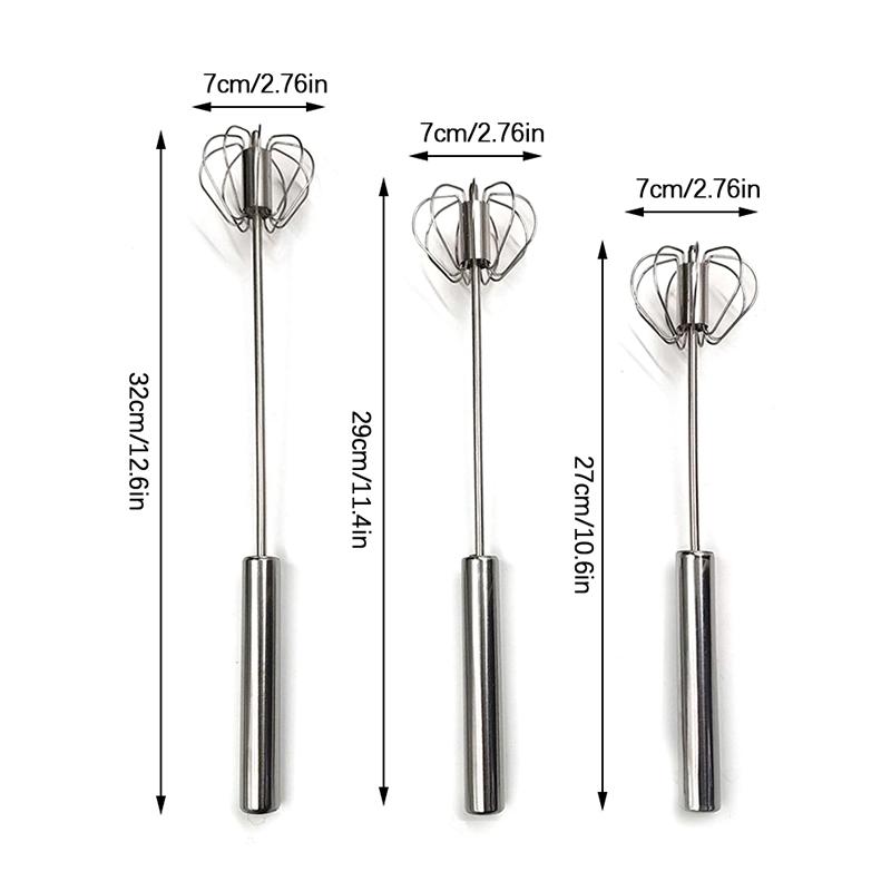 304 Stainless Steel Egg Whisk Semi Automatic Egg Beater Manual Hand Mixer Self Turning Egg Stirrer Kitchen Accessories Egg Tools